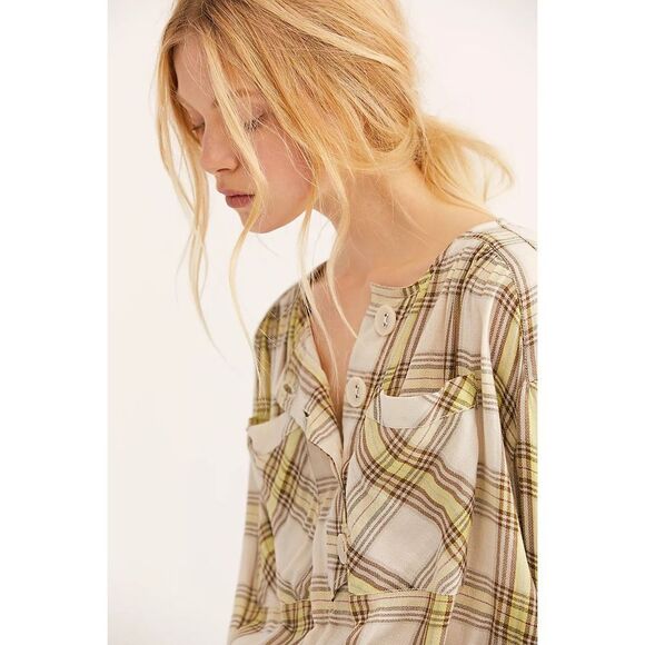 New Free People It’s The Good Life Plaid Top Size XS - Picture 3 of 8